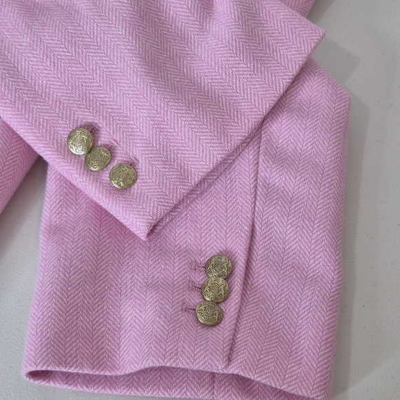 J. Crew Factory Women's Pink Herringbone Wool Blend Schoolboy Blazer - Size 22 - Picture 7 of 15